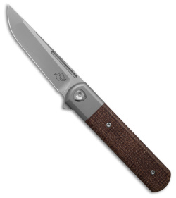 Liong Mah Design T-1 Frame Lock Knife Burlap Micarta/Titanium (3.5" Satin)