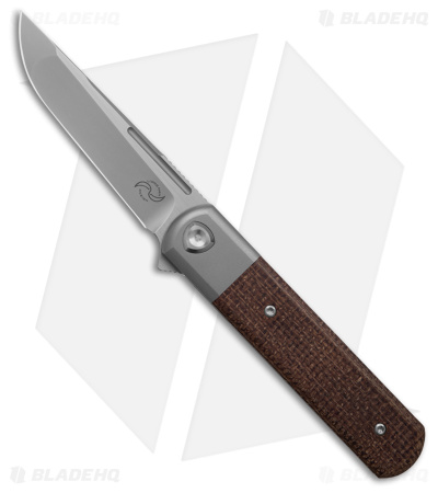 Liong Mah Design T-1 Frame Lock Knife Burlap Micarta/Titanium (3.5" Satin)