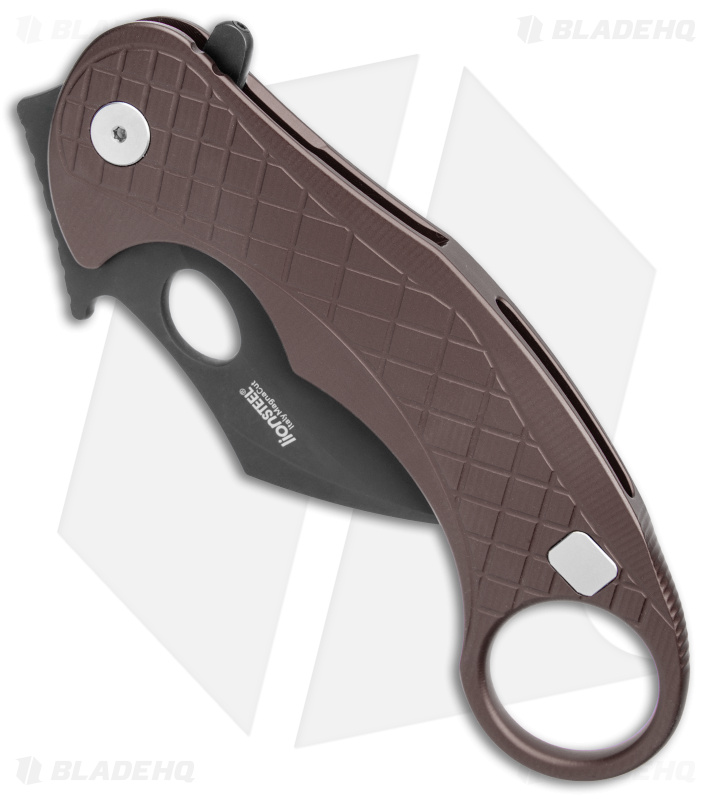 LionSteel Emerson L.E.One Karambit Folding Knife Brown Al (3.25" Black MagnaCut)