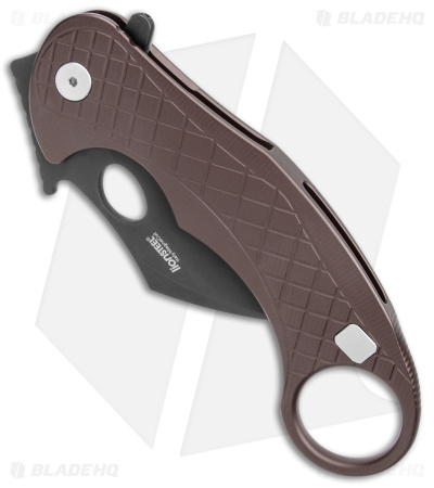 LionSteel Emerson L.E.One Karambit Folding Knife Brown Al (3.25" Black MagnaCut)