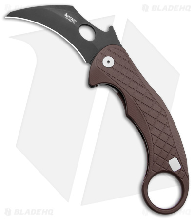 LionSteel Emerson L.E.One Karambit Folding Knife Brown Al (3.25" Black MagnaCut)