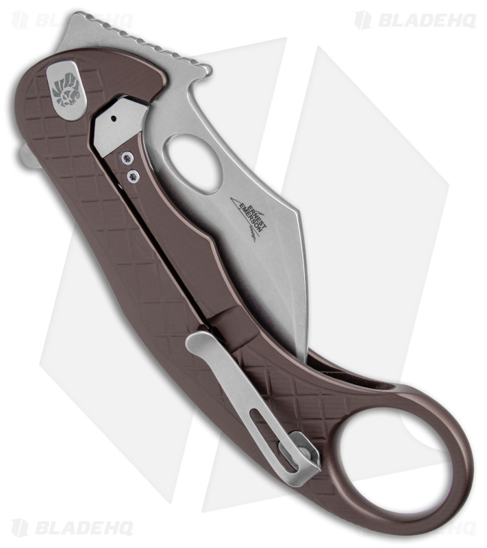 LionSteel Emerson L.E.One Karambit Folding Knife Brown Al (3.25" SW MagnaCut)