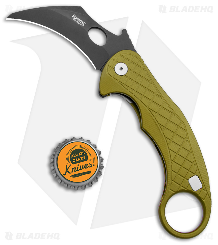 LionSteel Emerson L.E.One Karambit Folding Knife Green Al (3.25" Black MagnaCut)