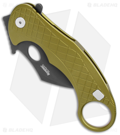 LionSteel Emerson L.E.One Karambit Folding Knife Green Al (3.25" Black MagnaCut)