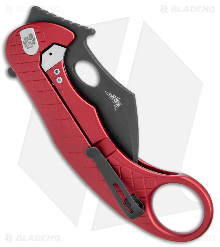 LionSteel Emerson L.E.One Karambit Folding Knife Red Al (3.25" Black MagnaCut)