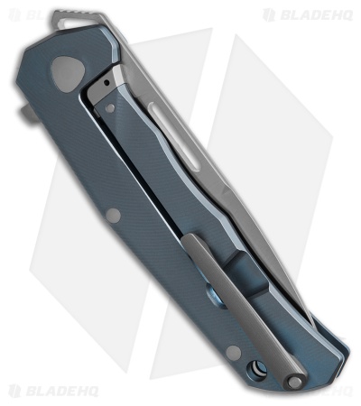 LionSteel Q4ttro Frame Lock Knife Blue Titanium + Black/Blue CF (3.1" Satin)