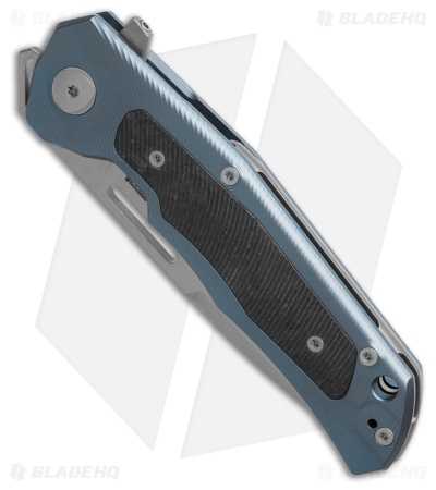LionSteel Q4ttro Frame Lock Knife Blue Titanium + Black/Blue CF (3.1" Satin)