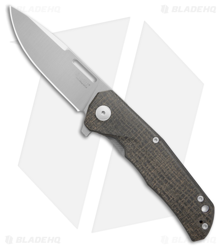 LionSteel Q4ttro Knife Titanium + Green Burlap Micarta Satin