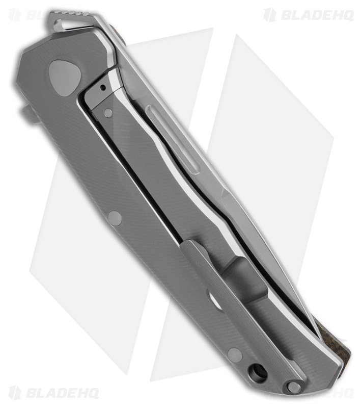 LionSteel Q4ttro Knife Titanium + Green Burlap Micarta Satin