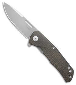 LionSteel Q4ttro Frame Lock Knife Titanium + Green Burlap Micarta (3.1" Satin)