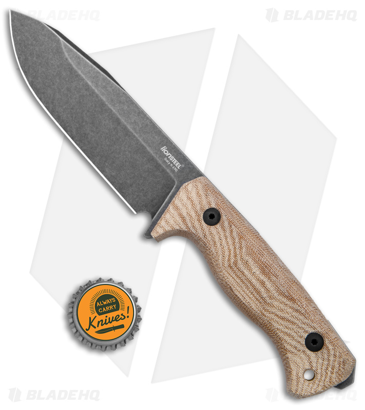 LionSteel T6 Hunting Fixed Blade Knife Natural Micarta (6" Black SW)
