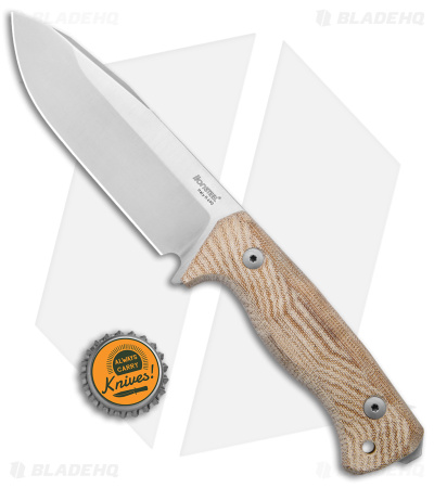 LionSteel T6 Hunting Fixed Blade Knife Natural Micarta (6" Satin)