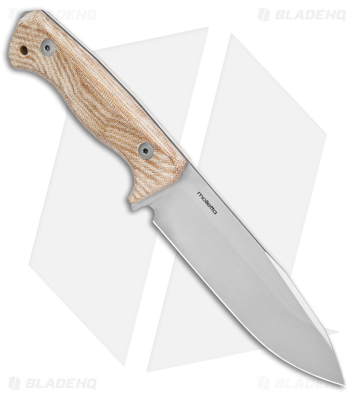 LionSteel T6 Hunting Fixed Blade Knife Natural Micarta (6" Satin)
