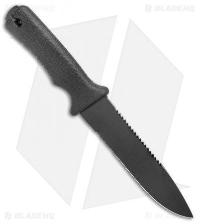 Mac Coltellerie 631 BE Fixed Blade Knife Outdoor Black Polymer (7" Black Serr)