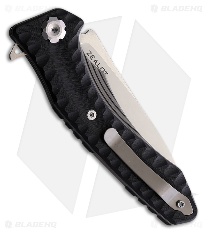 Maxace Zealot Liner Lock Knife Sculpted Black G-10 (3.9" Satin)