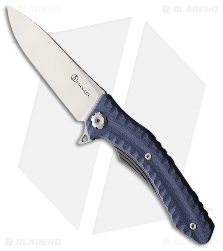 Maxace Zealot Liner Lock Knife Sculpted Blue G-10 Satin