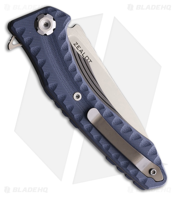 Maxace Zealot Liner Lock Knife Sculpted Blue G-10 Satin