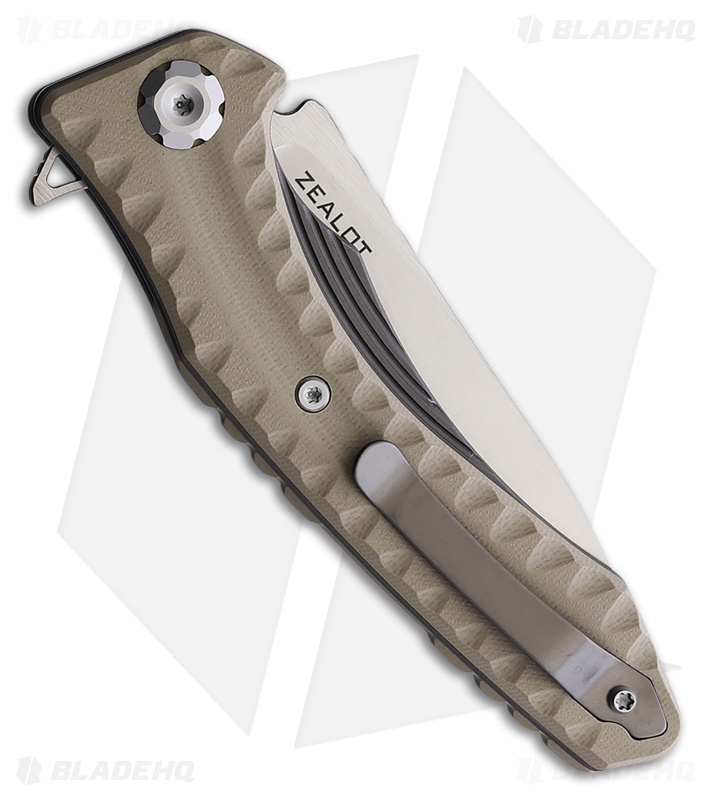 Maxace Zealot Liner Lock Knife Sculpted Tan G-10 (3.9" Satin)