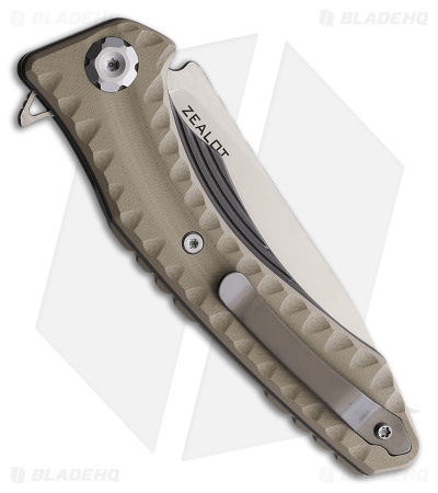 Maxace Zealot Liner Lock Knife Sculpted Tan G-10 (3.9" Satin)