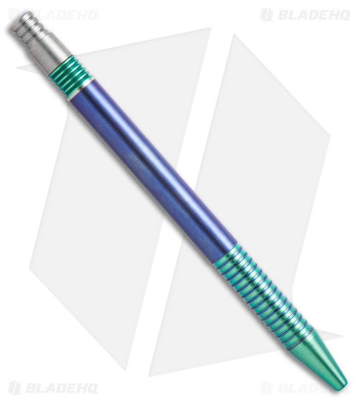 Matthew Martin Tactical 375 Series Unique #6 Blue/Green Ano Titanium Click Pen