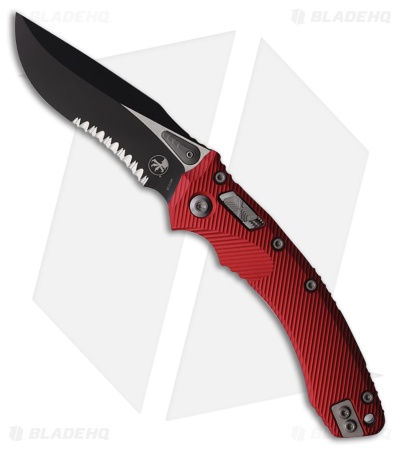 Microtech Amphibian S/E Ram-Lok Knife Fluted Red Aluminum (3.9" Two-Tone Serr)