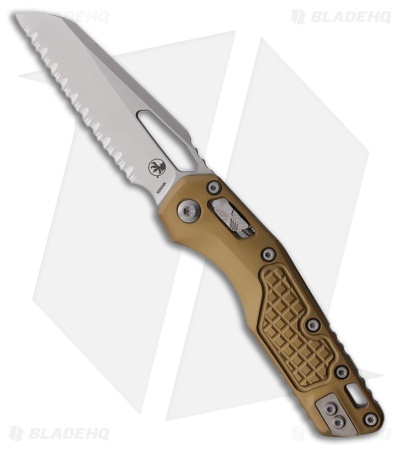 Microtech MSI Ram-Lok Knife Tan Frag Aluminum (3.9" Stonewash Full Serr)