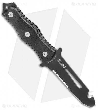 Mac Coltellerie Alli Rescue BE Fixed Blade Knife Black Poly (4.9" Serrated)