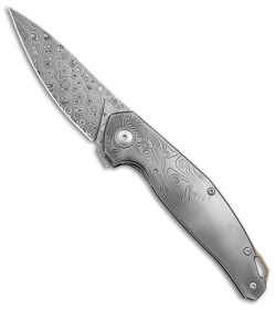 MKM Anso Goccia Liner Lock Flipper Knife Titanium (3.25" Damascus)