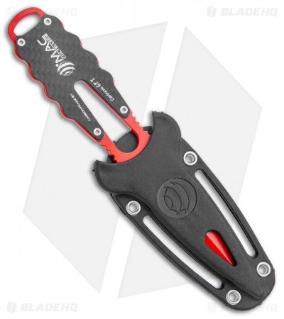 Mac Coltellerie Apnea Diving Fixed Blade Knife Carbon Fiber (2.75" Red Serr)