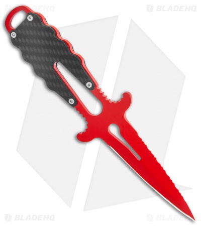 Mac Coltellerie Apnea Diving Fixed Blade Knife Carbon Fiber (2.75" Red Serr)