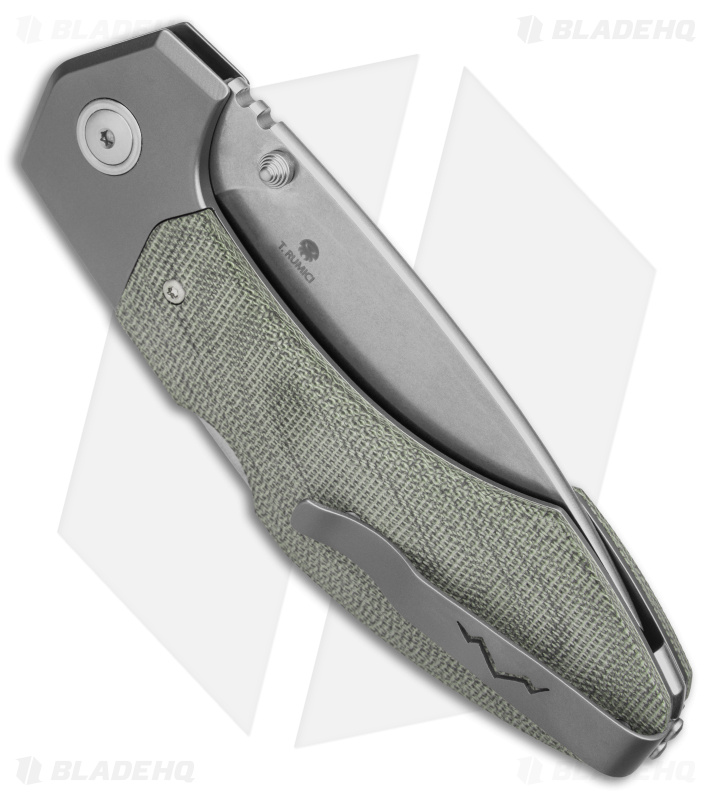 MKM Hero Knife Back Lock Knife Green Micarta (3.75" Stonewash)