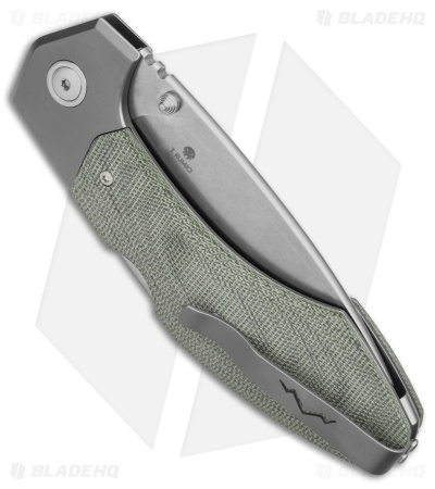 MKM Hero Knife Back Lock Knife Green Micarta (3.75" Stonewash)