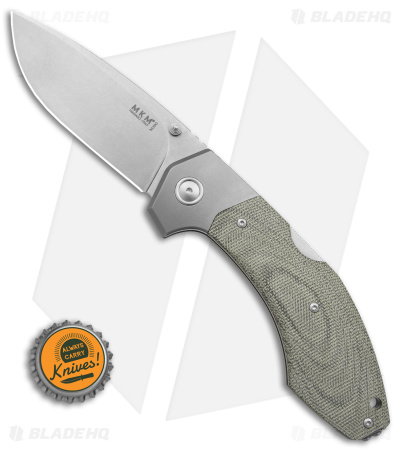 MKM Hero Knife Back Lock Knife Green Micarta (3.75" Stonewash)