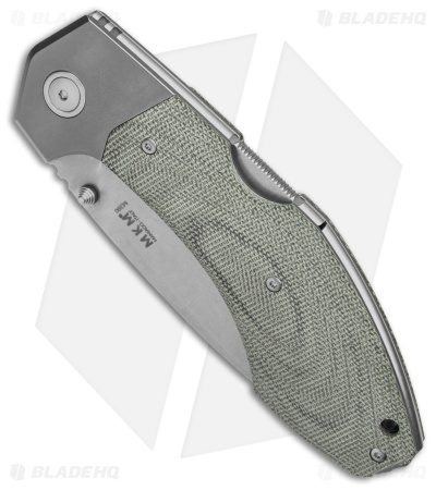 MKM Hero Knife Back Lock Knife Green Micarta (3.75" Stonewash)