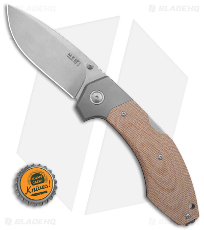 MKM Hero Knife Back Lock Knife Natural Micarta (3.75" Stonewash)