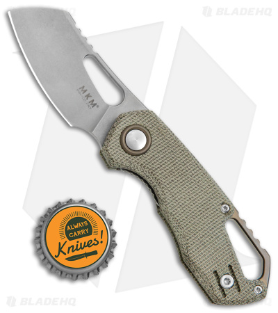 MKM Exclusive Isonzo Cleaver Liner Lock Knife Green Micarta (2.25" Stonewash)