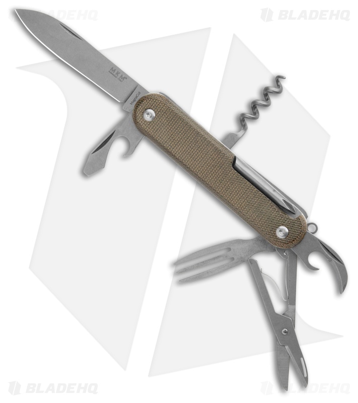 MKM Campo 7 Maniago Multi-Tool Knife Green Micarta Blade HQ