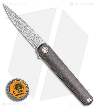 MKM Zieba Flame Frame Lock Knife Limited Edition CF (2.9" Damascus)