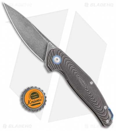 MKM Anso Goccia Liner Lock Flipper Knife Dark Stonewashed Titanium (3.25" Satin)