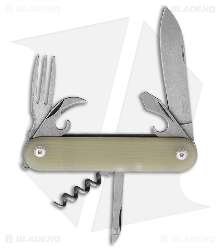 MKM Malga 6 7-in-1 Multi-Tool Slip Joint Knife Natural G-10 