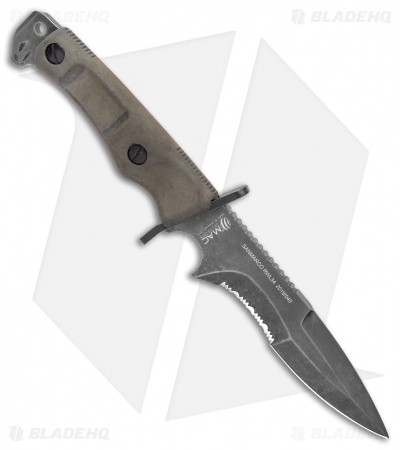 Mac Coltellerie Sanmarco Military Fixed Blade Knife OD Green (5.7" Serr SW)