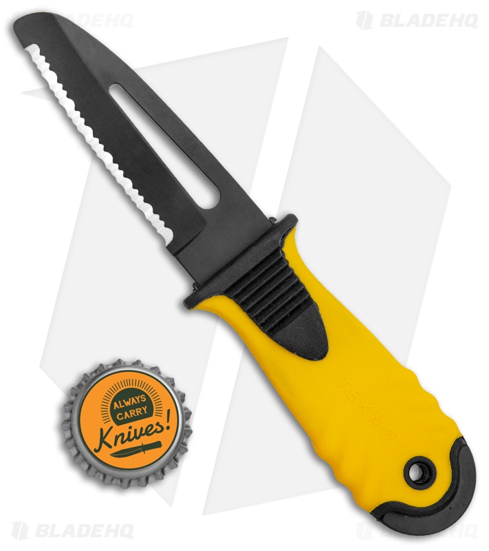 Mac Coltellerie Tekno Rescue B Fixed Blade Knife Yellow Polymer (4" Black Serr)