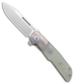 MKM Terzuola Clap Liner Lock Knife Jade G-10 w/ Titanium Bolsters (3&quot; Satin) | 187103