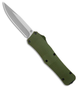 Mantis Auto OTF Knife Drop Point Green Aluminum (3.2" Satin)