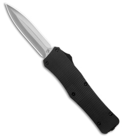 Mantis Auto Stiletto OTF Knife Dagger Black Aluminum (3.2" Satin)