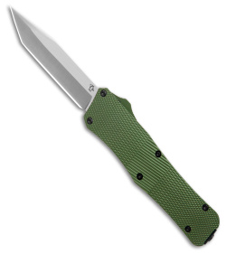 Mantis Auto Tanto OTF Automatic Knife Green Aluminum (3.2"Satin)