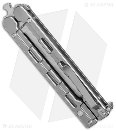Mantis Flux Tanto Balisong Butterfly Knife Bead Blasted Titanium (4.5" Satin)