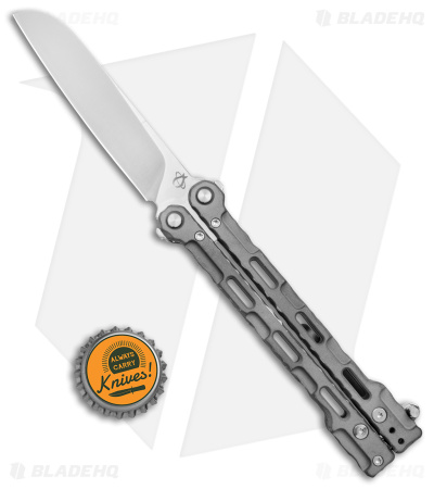 Mantis Dexter Sheepsfoot Balisong Butterfly Knife Titanium (4.5" Satin) 