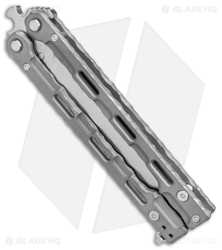 Mantis Dexter Sheepsfoot Balisong Butterfly Knife Titanium (4.5" Satin) 