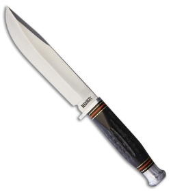 Marbles Bowie Horn Clip Point Knife Black Horn (6.25" Satin Stainless Steel)